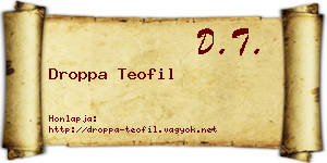 Droppa Teofil névjegykártya